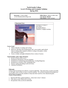 North Seattle College Level 4 Writing and Grammar Syllabus Spring 2016