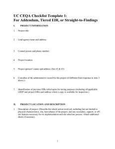 UC CEQA Checklist Template 1: For Addendum, Tiered EIR, or Straight-to-Findings