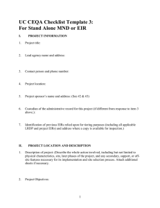 UC CEQA Checklist Template 3: For Stand Alone MND or EIR
