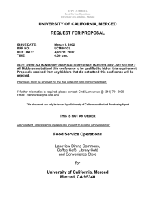 UNIVERSITY OF CALIFORNIA, MERCED REQUEST FOR PROPOSAL