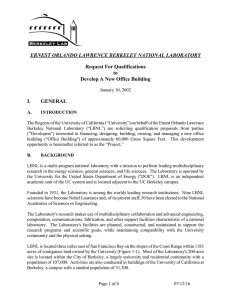 ERNEST ORLANDO LAWRENCE BERKELEY NATIONAL LABORATORY Request For Qualifications to