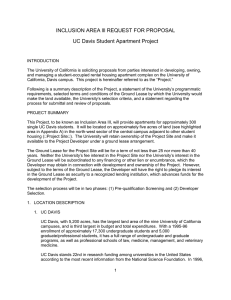 INCLUSION AREA lll REQUEST FOR PROPOSAL UC Davis Student Apartment Project