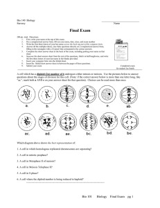 Final Exam Bio 140  Biology  Stavney