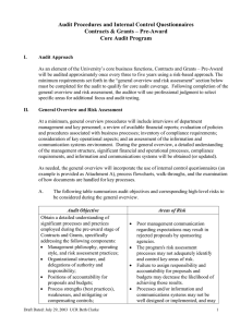 Audit Procedures and Internal Control Questionnaires Contracts &amp; Grants – Pre-Award