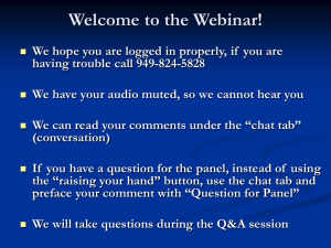 Welcome to the Webinar!