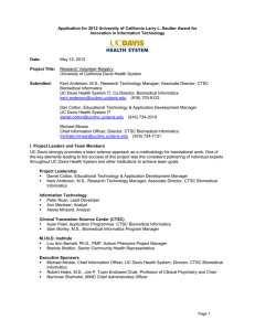 Application for 2012 University of California Larry L. Sautter Award... Innovation in Information Technology