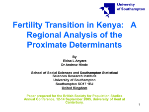 Fertility Transition in Kenya:   A Regional Analysis of the