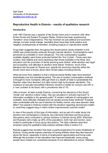 – results of qualitative research Reproductive Health in Estonia