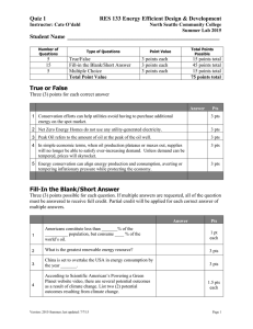 Quiz 1 RES 133 Energy Efficient Design &amp; Development