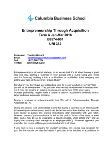 Entrepreneurship Through Acquisition Term A Jan-Mar 2016 B8574-001 URI 332