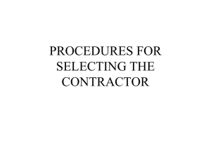 PROCEDURES FOR SELECTING THE CONTRACTOR