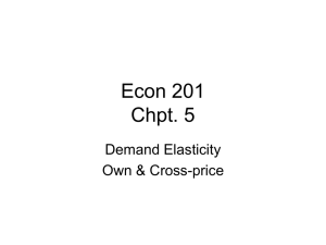 Econ 201 Chpt. 5 Demand Elasticity Own &amp; Cross-price