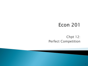 Chpt 12: Perfect Competition 1
