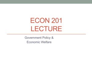 ECON 201 LECTURE Government Policy &amp; Economic Welfare