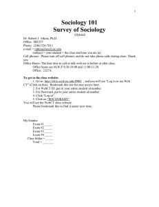 Sociology 101 Survey of Sociology