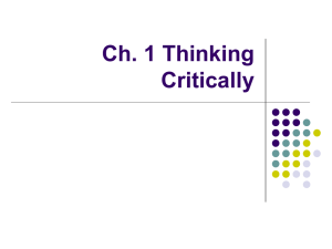 Ch. 1 Thinking Critically