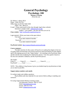 General Psychology  Psychology 100