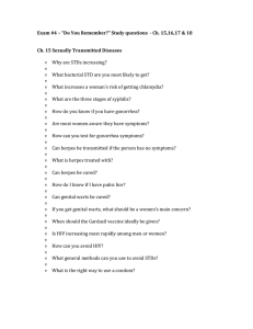 Exam #4 – “Do You Remember?” Study questions  -...  Ch. 15 Sexually Transmitted Diseases