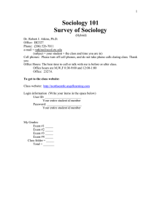 Sociology 101 Survey of Sociology