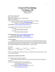 General Psychology  Psychology 100