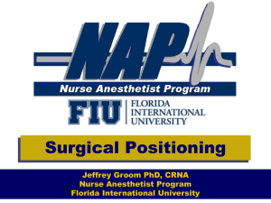 Surgical Positioning Jeffrey Groom PhD, CRNA Nurse Anesthetist Program Florida International University