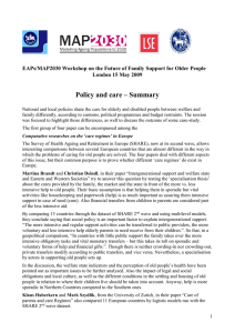 Policy and care – Summary London 15 May 2009