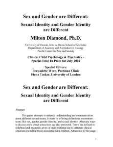 Sex and Gender are Different: Milton Diamond, Ph.D. are Different