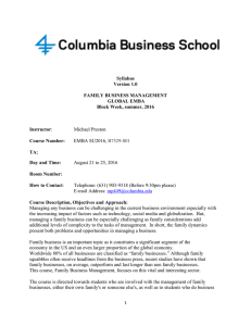 Syllabus Version 1.0 FAMILY BUSINESS MANAGEMENT