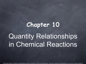 Quantity Relationships in Chemical Reactions Chapter 10