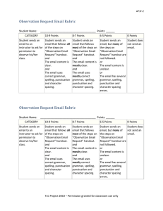 Observation Request Email Rubric