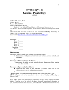 Psychology 110 General Psychology