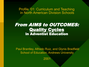 From AIMS to OUTCOMES: Quality Cycles Profile ’01: Curriculum and Teaching