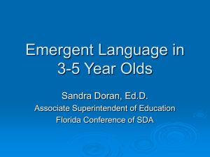 Emergent Language in 3-5 Year Olds Sandra Doran, Ed.D. Associate Superintendent of Education