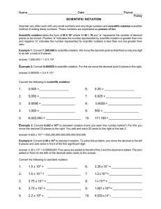 Name ____________________________ Date ______________________ Period _____  SCIENTIFIC NOTATION