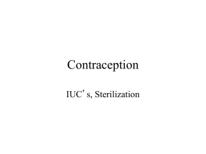 Contraception IUC’s, Sterilization