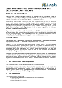 LEEDS TRANSITION FUND GRANTS PROGRAMME 2012 – ROUND 2 GRANTS GUIDELINES