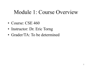 Module 1: Course Overview • Course: CSE 460