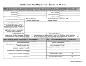 – External and IPP Users LCI Cleanroom Project Request Form