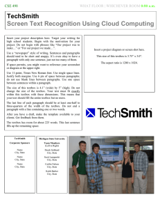 TechSmith  Screen Text Recognition Using Cloud Computing CSE 498