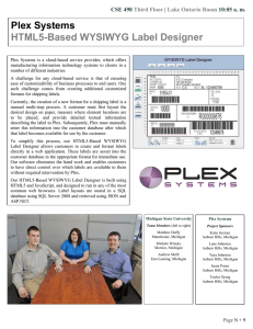 Plex Systems HTML5-Based WYSIWYG Label Designer  CSE 498