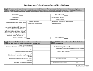 LCI Cleanroom Project Request Form -- KSU &amp; LCI Users