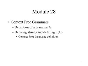 Module 28 • Context Free Grammars – Definition of a grammar G