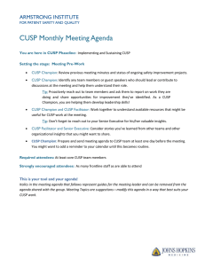 CUSP Monthly Meeting Agenda  ARMSTRONG INSTITUTE
