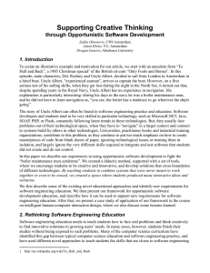 Supporting Creative Thinking  through Opportunistic Software Development 1. Introduction