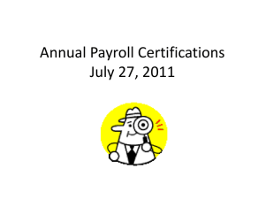 Annual Payroll Certifications July 27, 2011