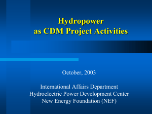 Hydropower as CDM Project Activities