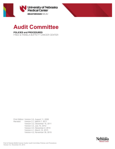 Audit Committee  POLICIES and PROCEDURES FRED &amp; PAMELA BUFFETT CANCER CENTER