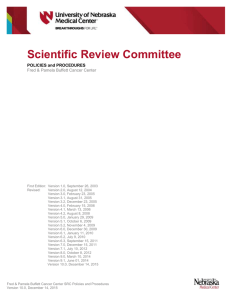 Scientific Review Committee  POLICIES and PROCEDURES Fred &amp; Pamela Buffett Cancer Center