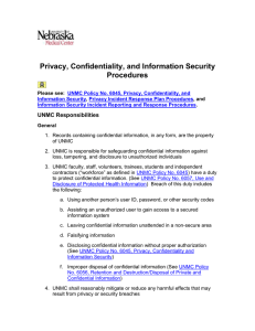 Privacy, Confidentiality, and Information Security Procedures