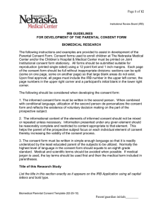 1  The following instructions and examples are provided to assist in... Parental Consent Form. Consent forms used to enroll children at...